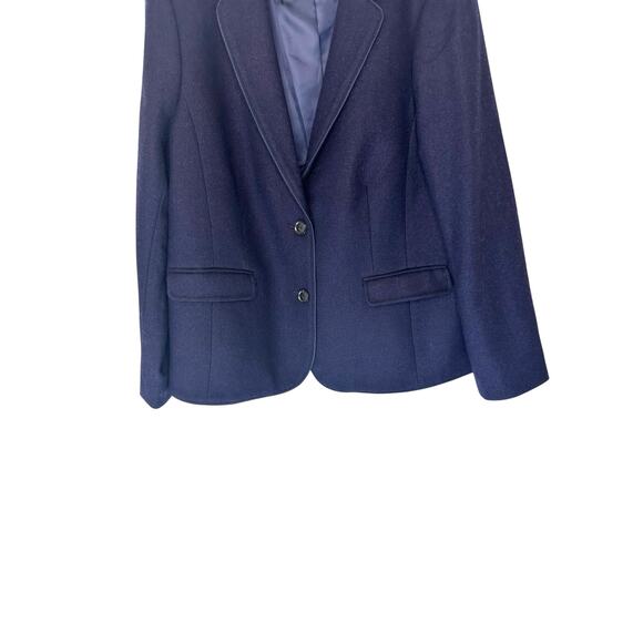 Talbots Plus Blue Office Work Herringbone Wool Blend Aberdeen Blazer Size 16 - Picture 6 of 12